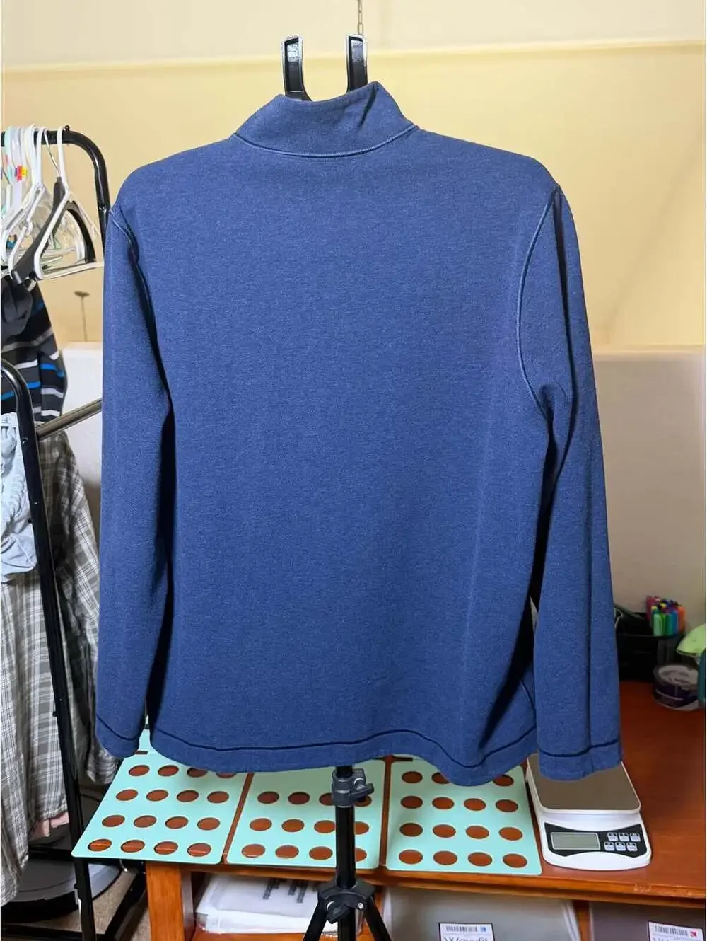 Reversible 1/4 Zip Mock Neck Sweater Mens 2XL Navy Brown